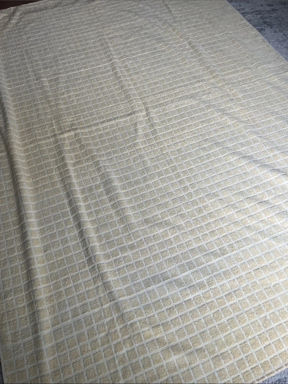 Vintage yellow terry cloth tablecloth